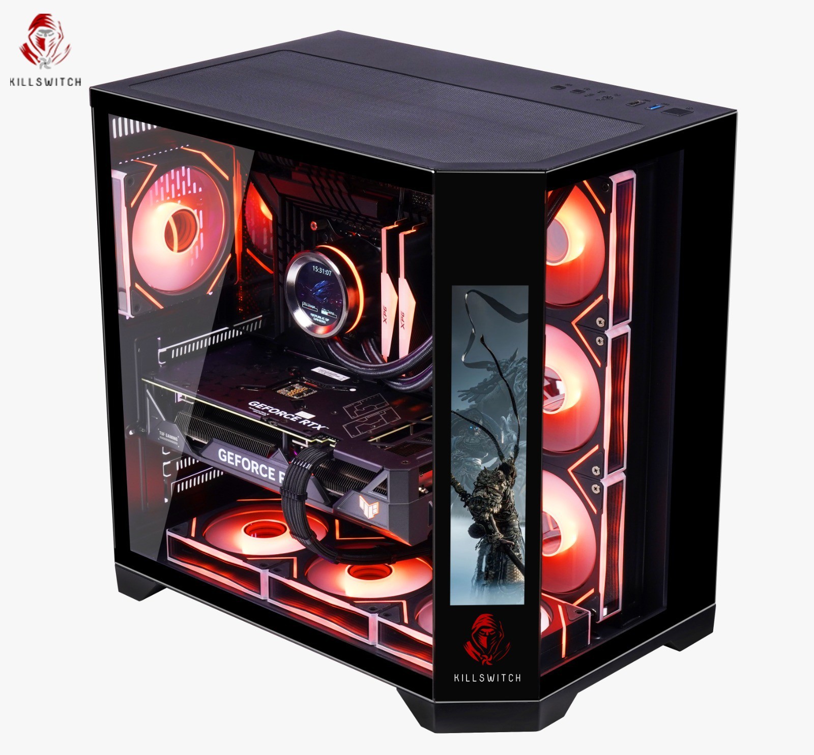 KILLSWTICH – KS MXJ PLUS – ATX/MATX/ITX GAMING PC CASE w/ SCREEN, PSU & 4 FANS