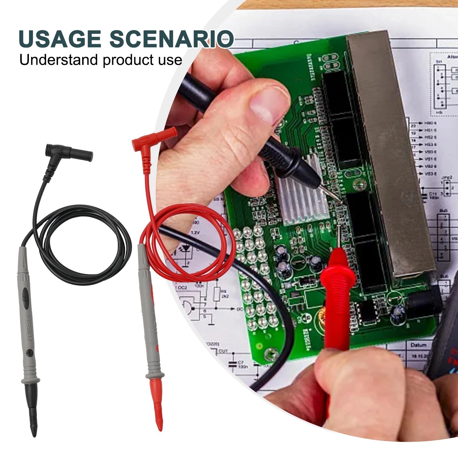 20A 1000V Multimeter Test Probe Kit -Needle Pin Wire Pen Cable Digital Voltmeter