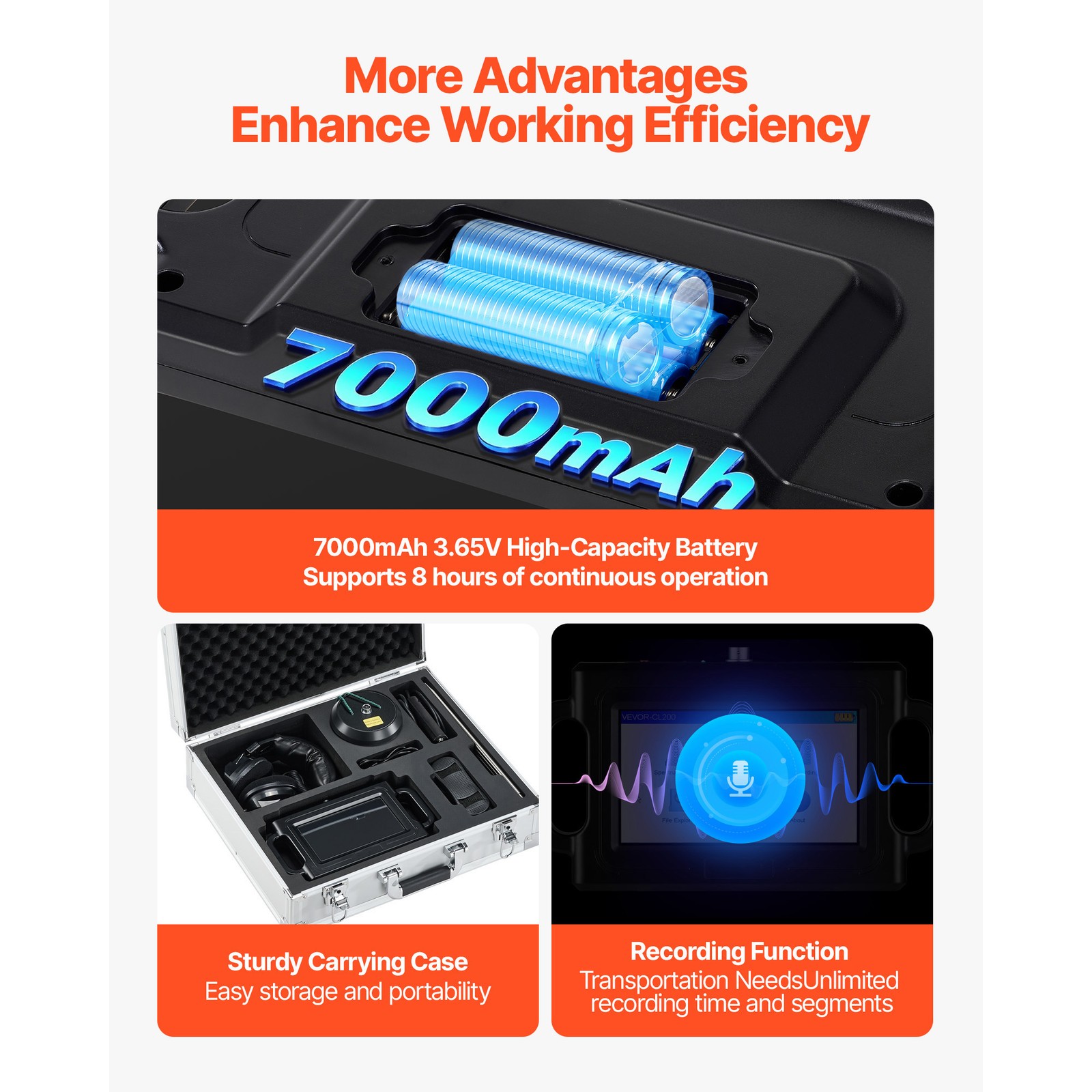 Uimoso Pipe Leak Detection Device 1Hz-5000Hz 7″ Touchscreen Locator
