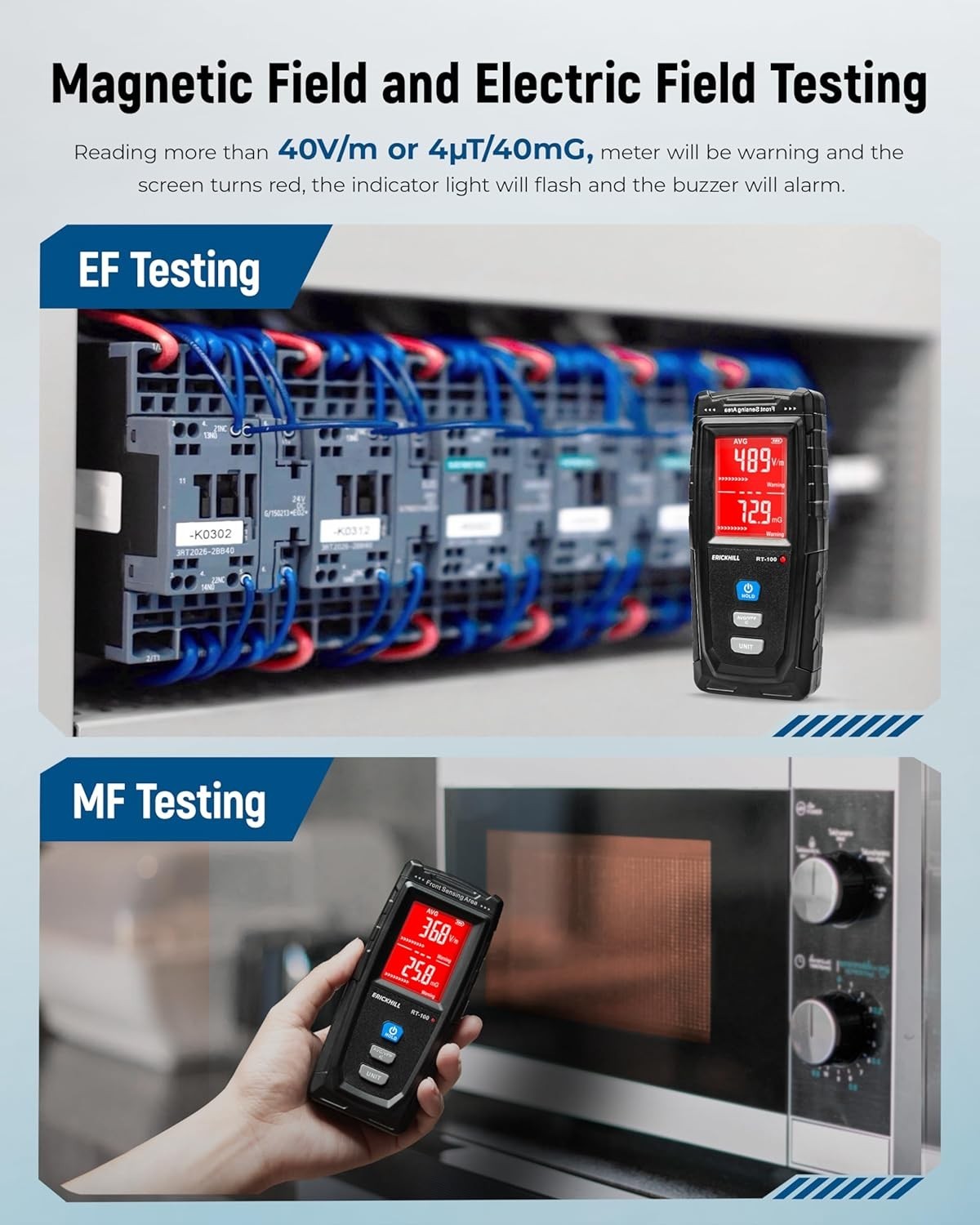 EMF Meter, Detects Electric and Magnetic Fields, Handheld Digital EMF Detector w