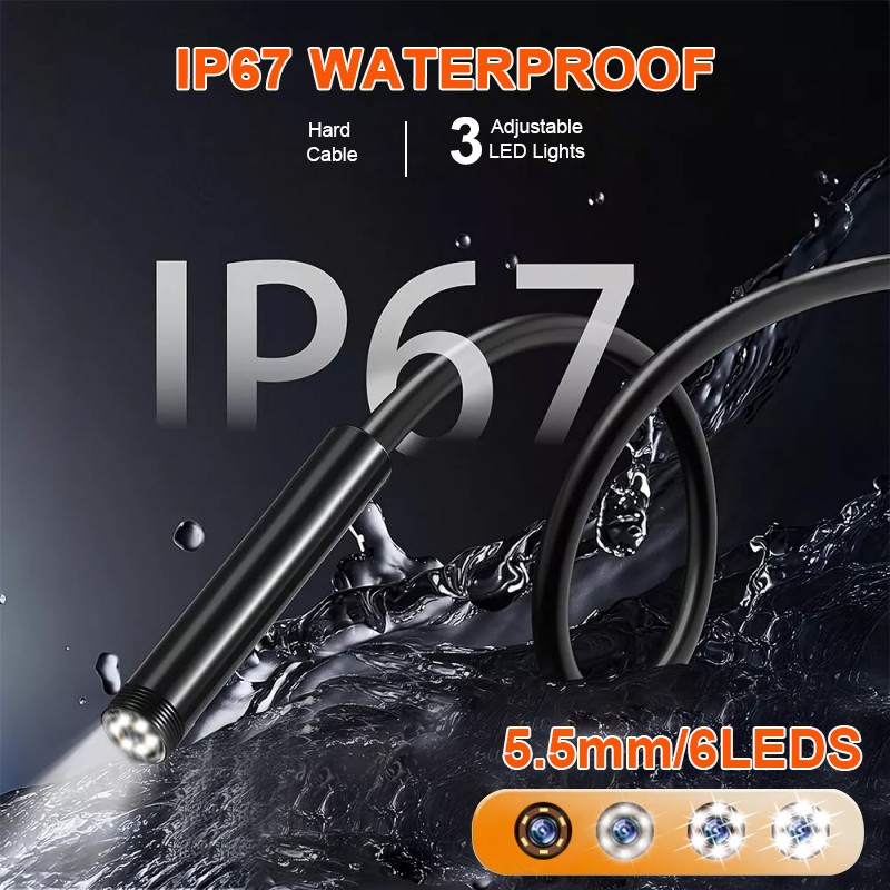 HD LED Industrial Endoscope Borescope 1080P 8mm Inspection Camera IP67 4.3inch