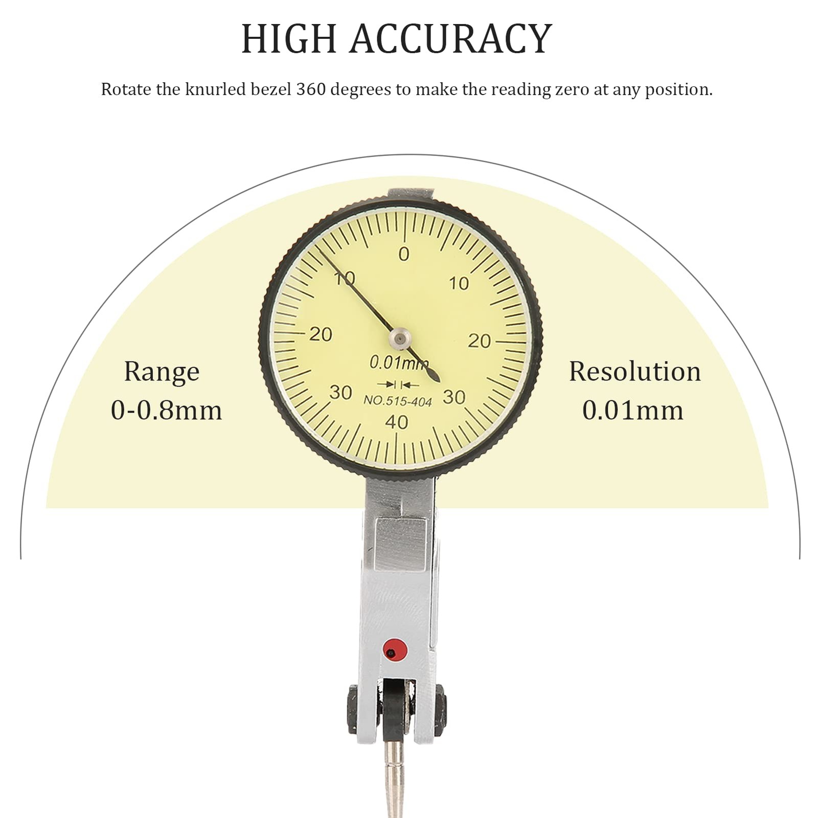 Dial Test Indicator, 0-0.8mm 0.01mm Indicator with Dovetail Clamp…