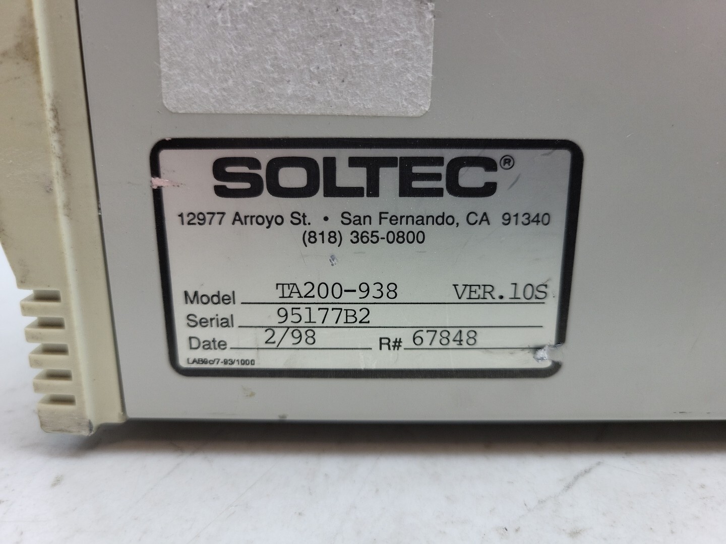 Soltec TA200-938 Portable AC Powered Thermal Array Recorder w/ Kyowa DB-120 Box