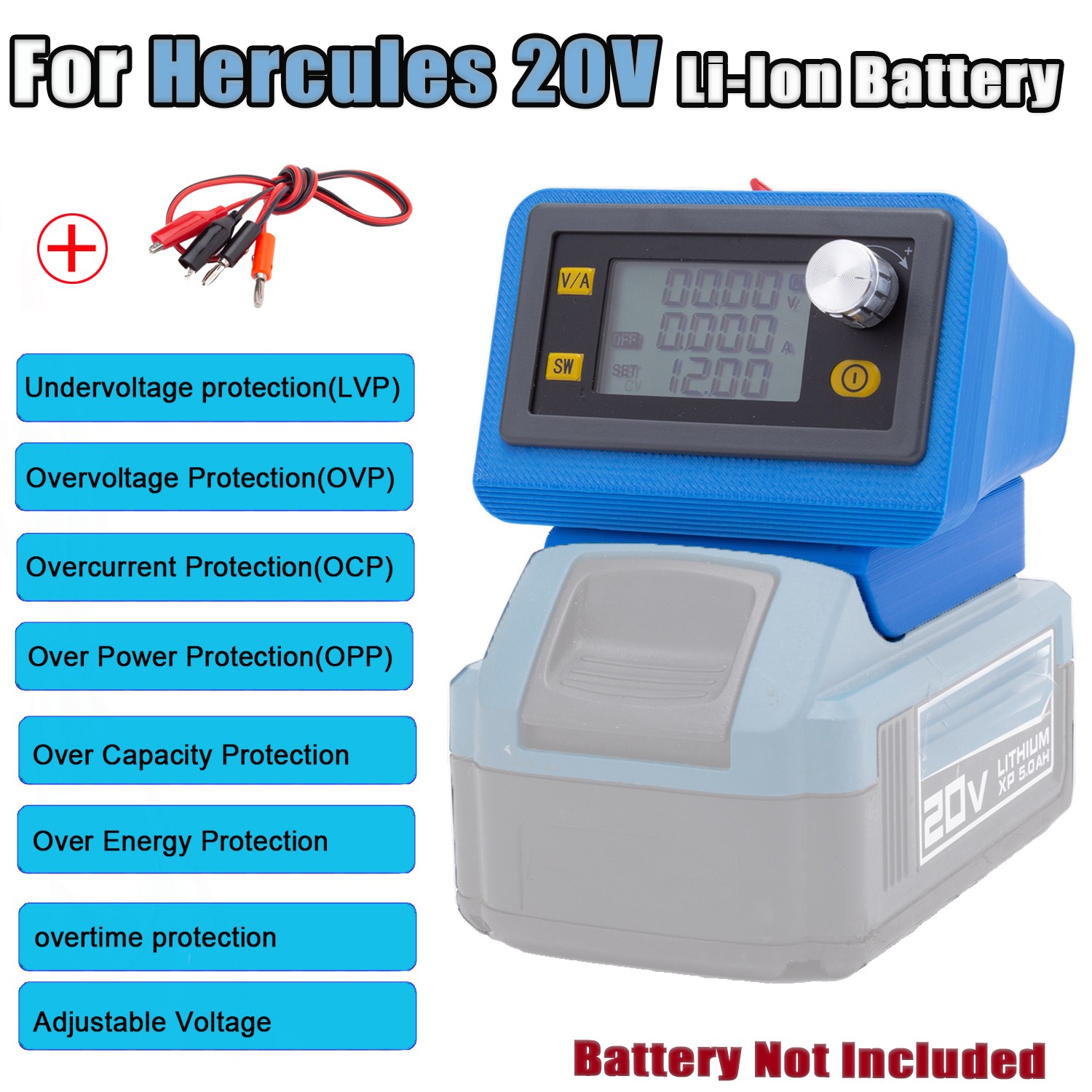 DC Power Supply For Hercules 20V Battery Adjustable Voltage Digital Display