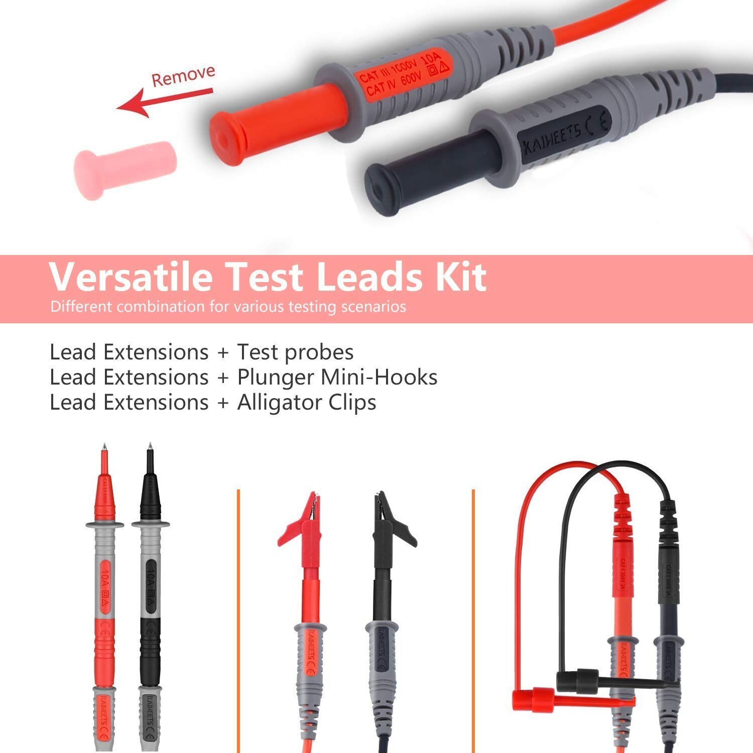 9PCS High-Quality Silicone Leads Kit for Fluke, AstroAI, INNOVA Multimeters
