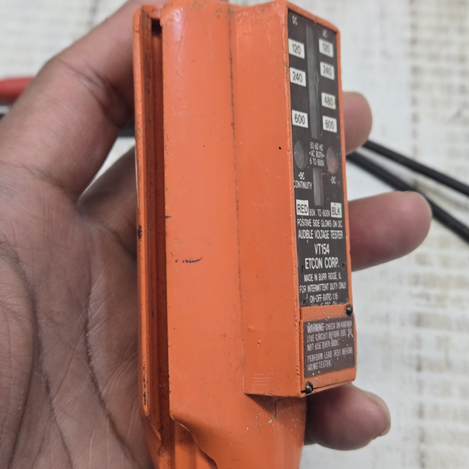 Vintage Etcon VT154 Orange Solenoid Voltage Tester AC-DC to 600V Tested Works