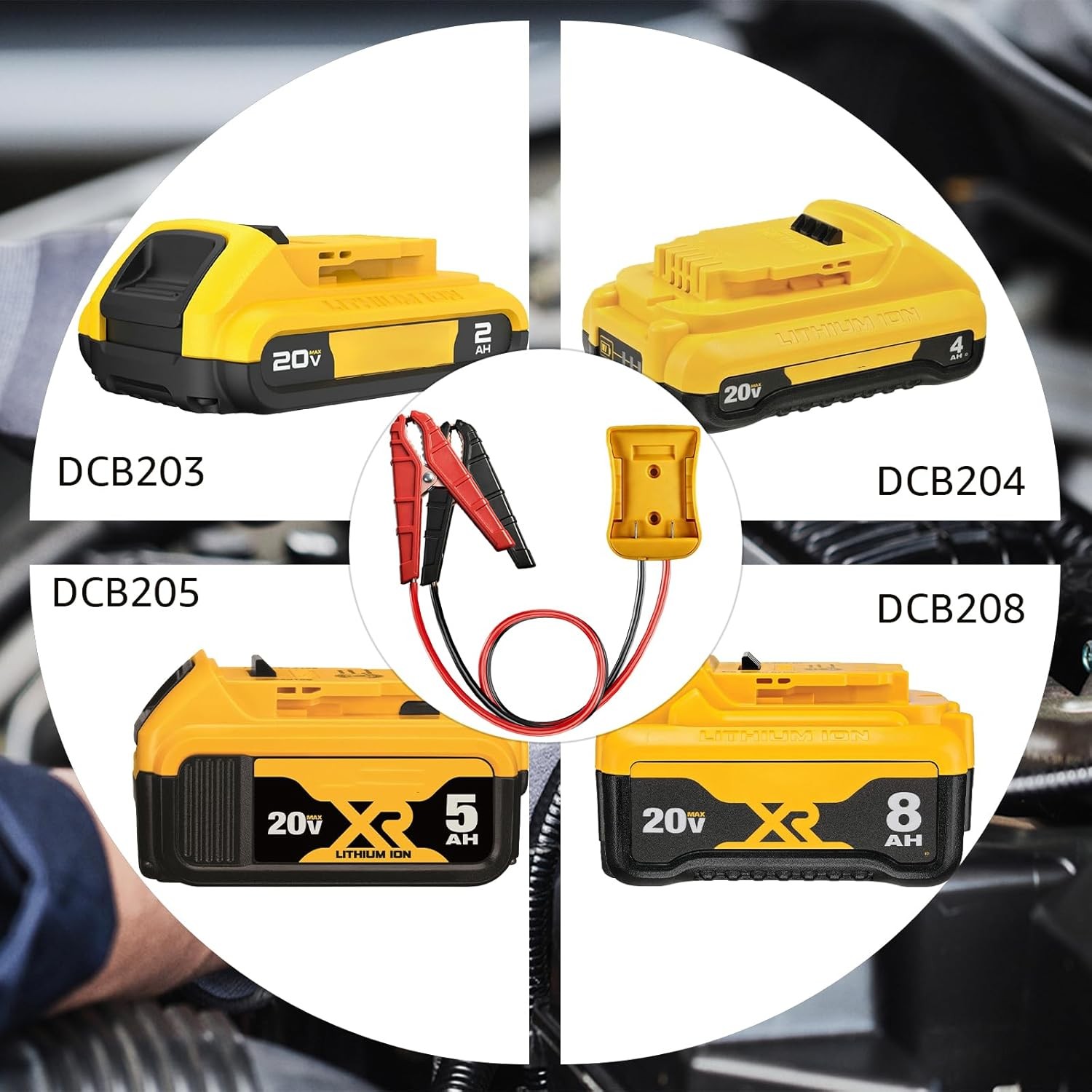 Jumper Cable Clamp with Adapter, Compatible with De. Walt 20V Battery Jump Start