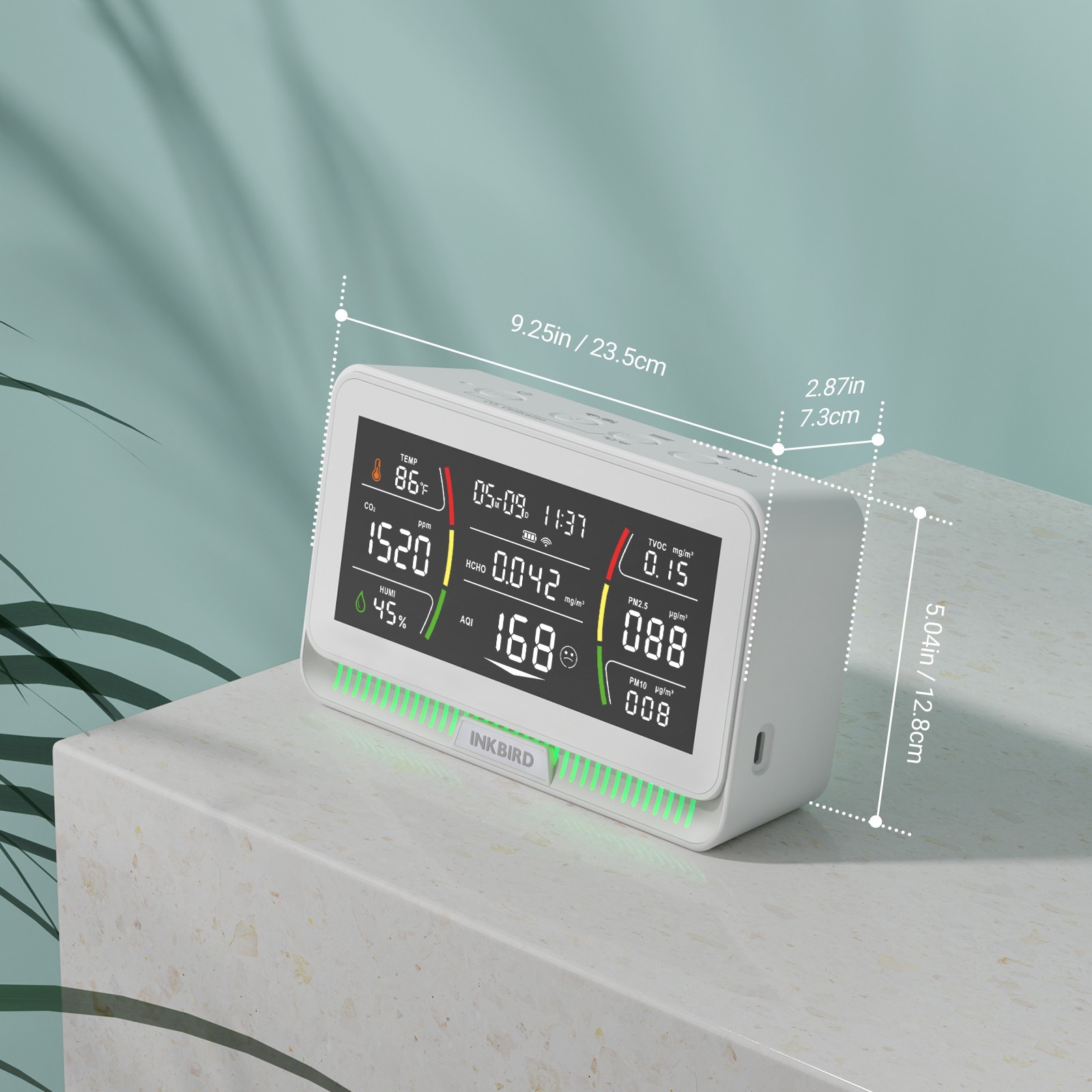 INKBIRD Co2 Monitor Air Quality Detector 10-IN-1 Real-time Monitoring HCHO AQI