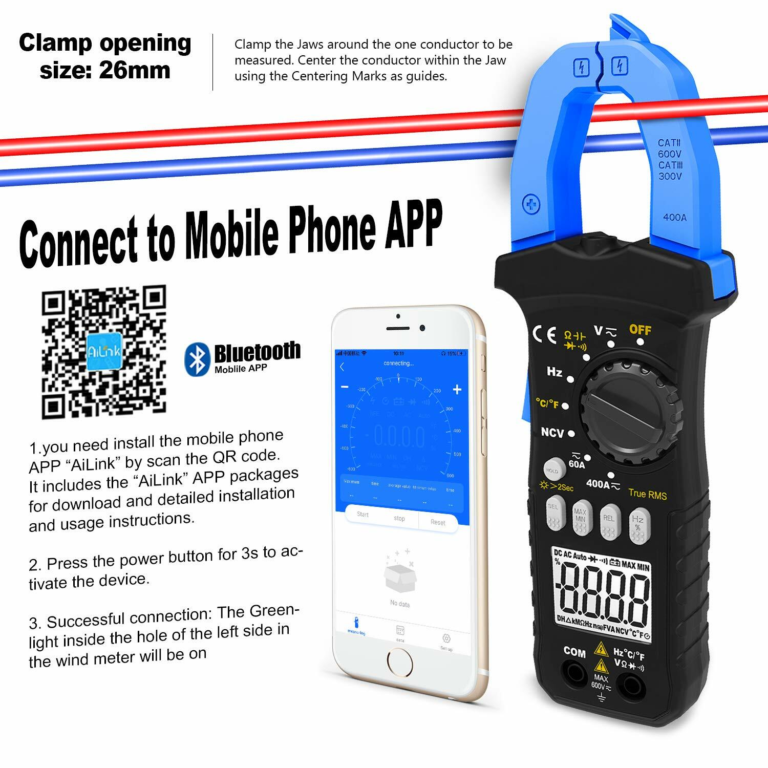 Clamp Meter TRMS 6000 Counts NCV Digital Clamp Multimeter DC AC Current Volt Amp