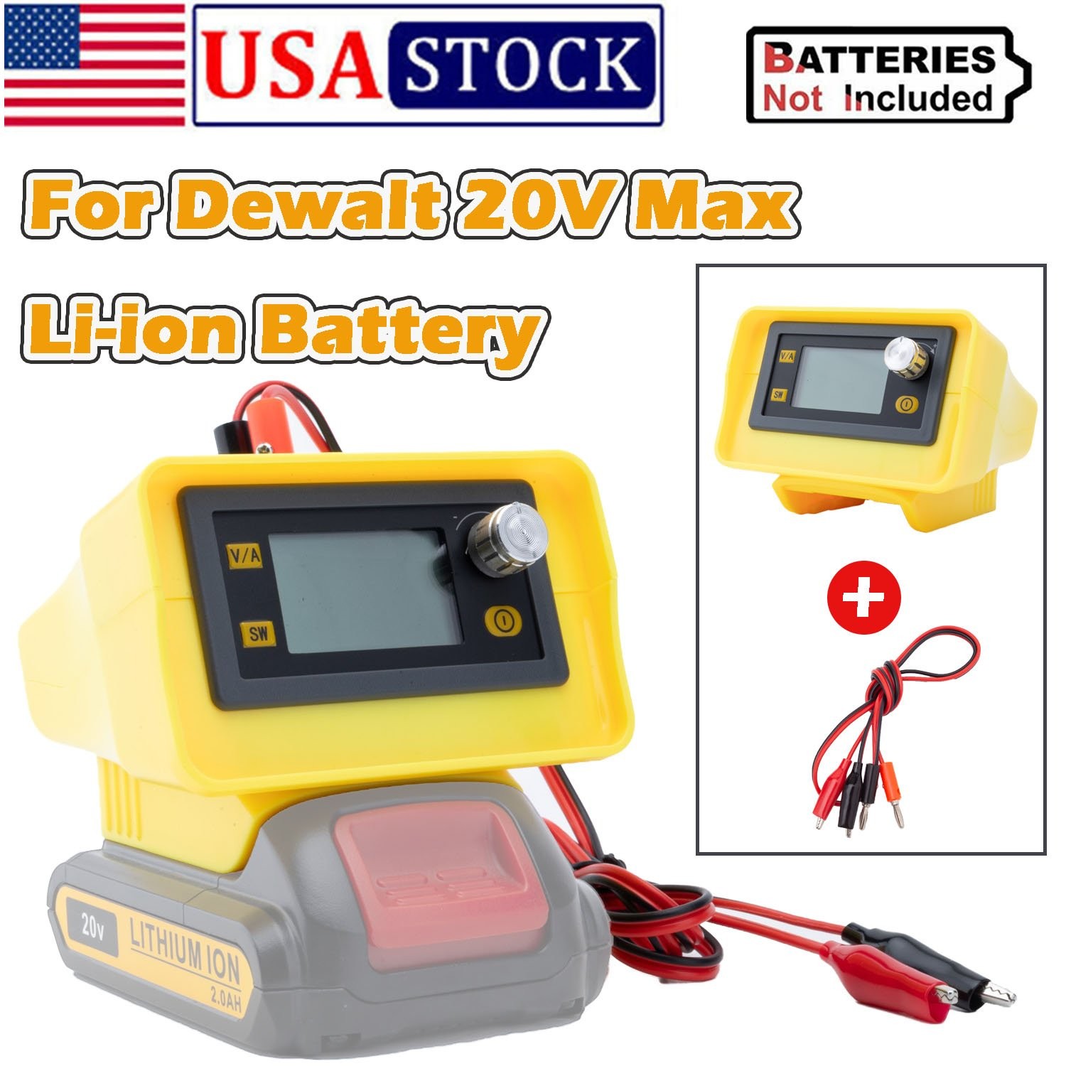 DC Power Supply For Dewalt 20V Li-ion Battery Adjustable Voltage Digital Display