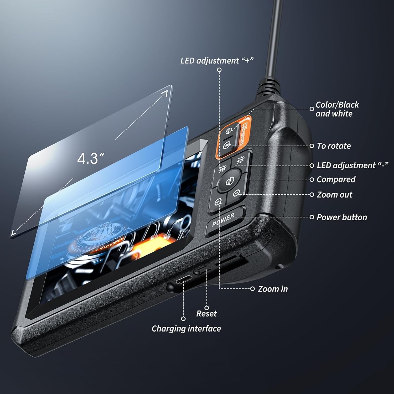 Endoscope Camera with Light, 1080P HD Borescope,Waterproof Snake Camera (16.5ft)