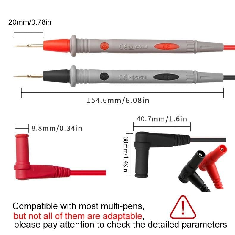 Multimeter Hard Point Test Leads Set 1000V 20A Meter Probes