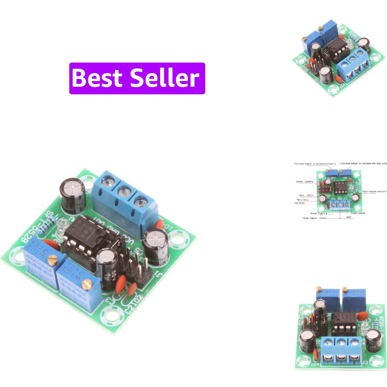 NE555 Pulse Module Rectangular Square Wave Signal Generator 1Hz-200kHz Freque…