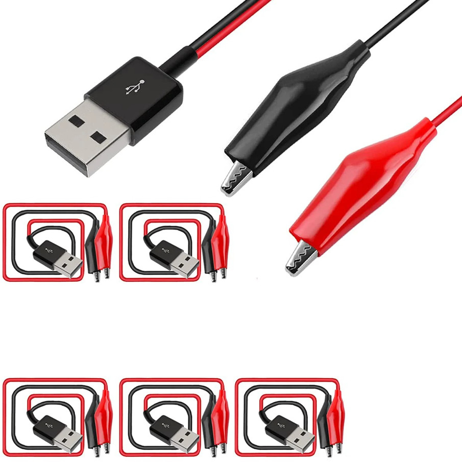1pc USB to Alligator Clip Test Lead Cable Copper Power Connector – NEW