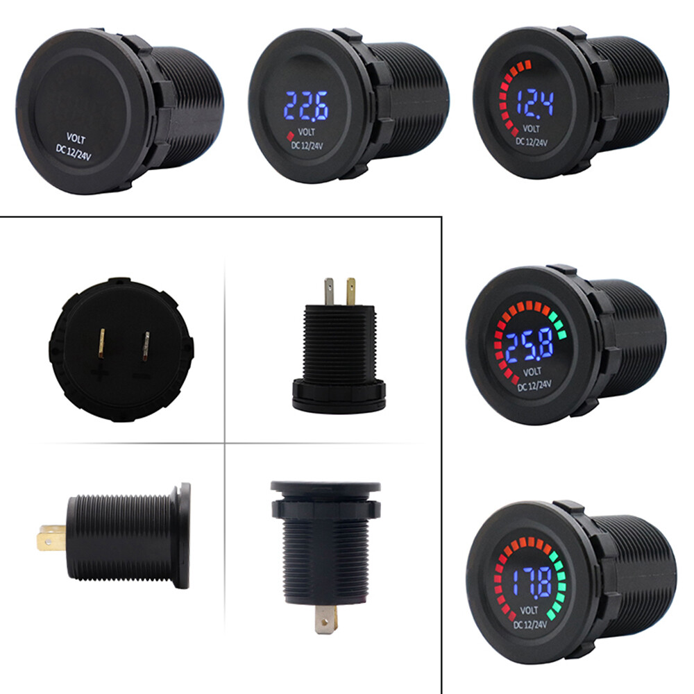 New 12/24V Color LED DC Digital Display Voltmeter with Low Pressure Buzzer W7Y9