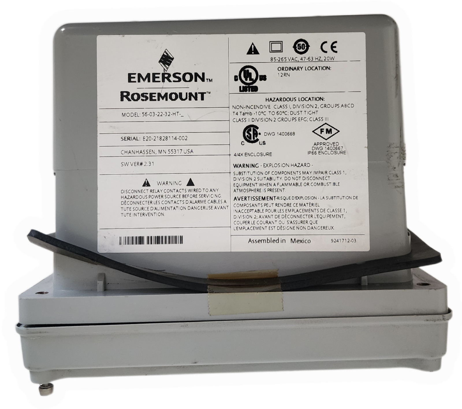 EMERSON Rosemount 56 Dual Input Analyzer 56-03-22-32-HT