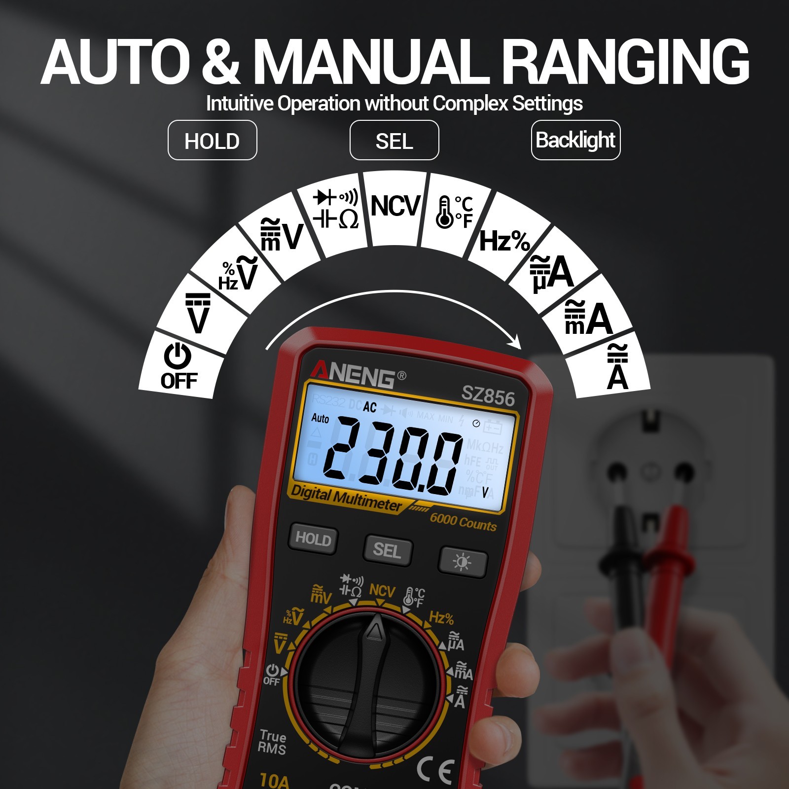 ANENG True RMS Digital Multimeter Auto Range 6000 Counts AC DC Electric Tester