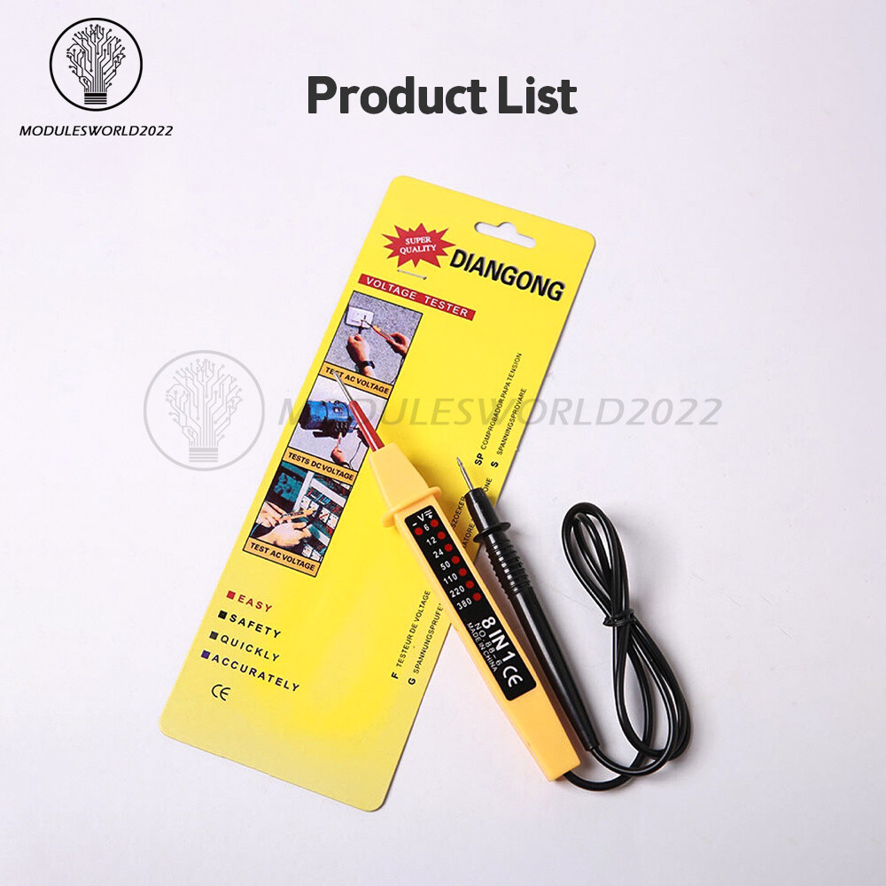 8-In-1 Car Electric Voltage Tester Detector A380 Polarity Test Pen AC DC 6V-380V