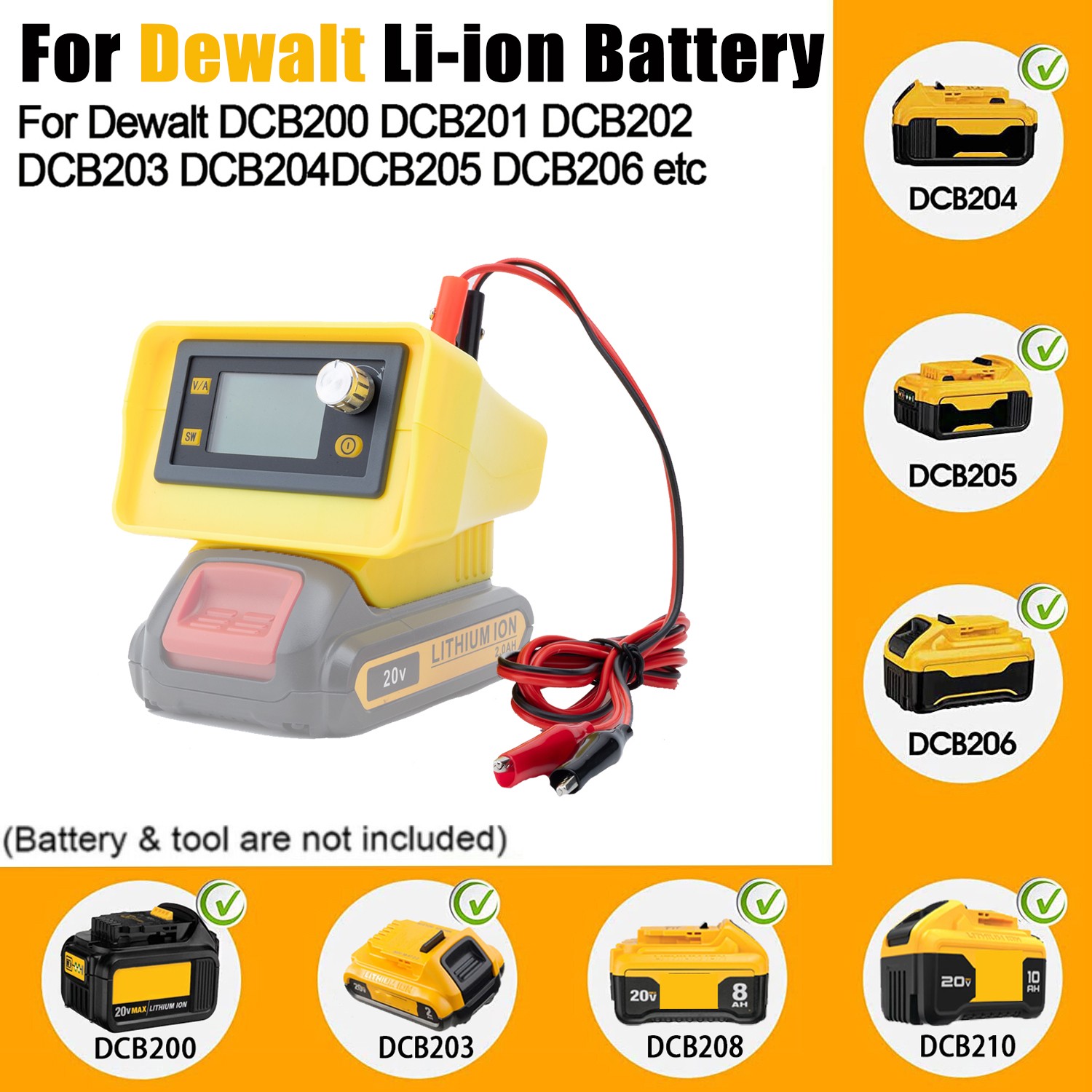 Portable Adjustable DC Power Supply To Fits For Dewalt 18V/20V Li-Ion Battery