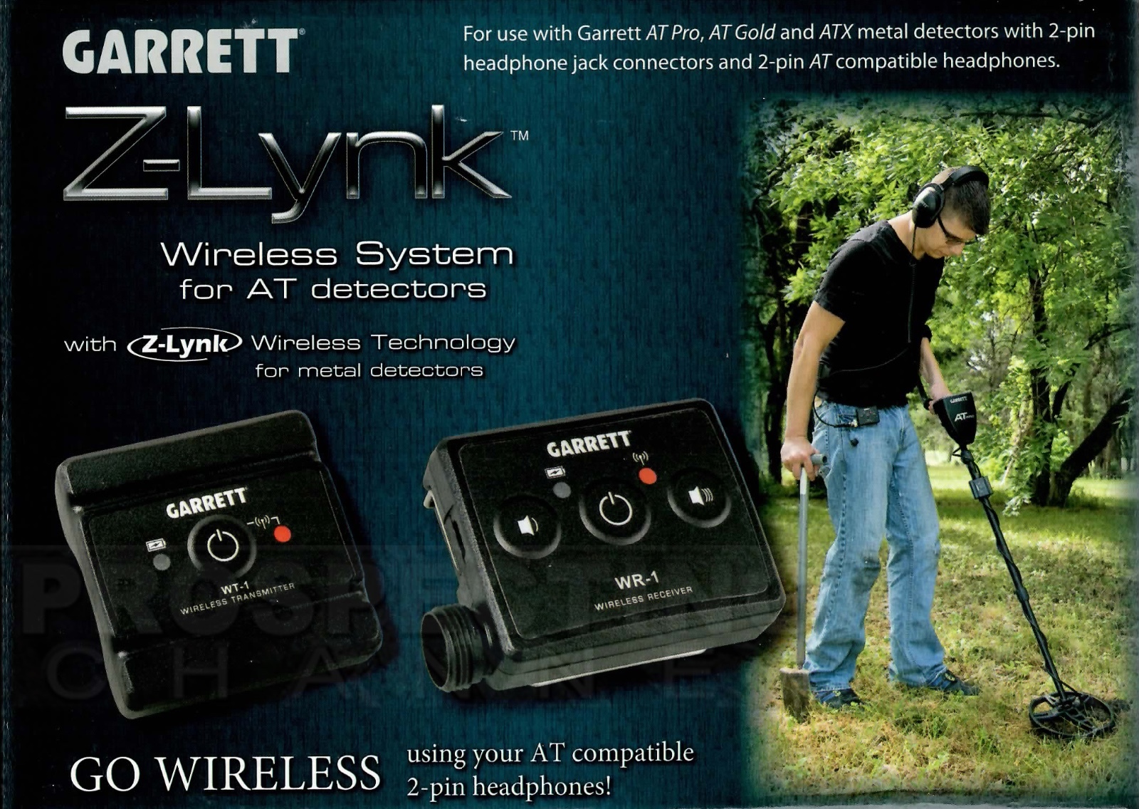 GARRETT METAL AT DETECTORS Z-LYNK 2 PIN JACK z link Wireless Headphone System