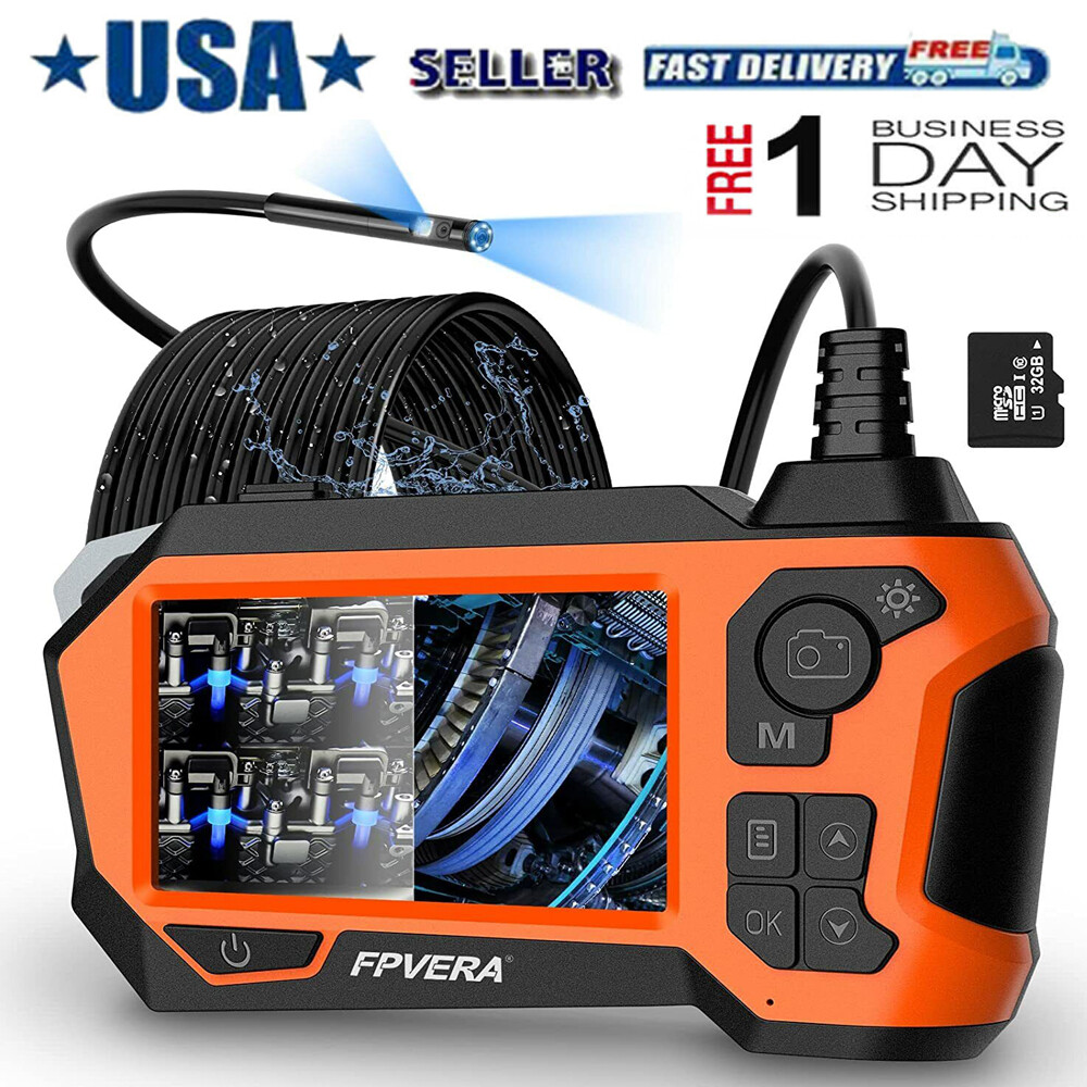 Dual Len Industrial Endoscope 4.5″ 1080P Digital Borescope Inspection Camera USA