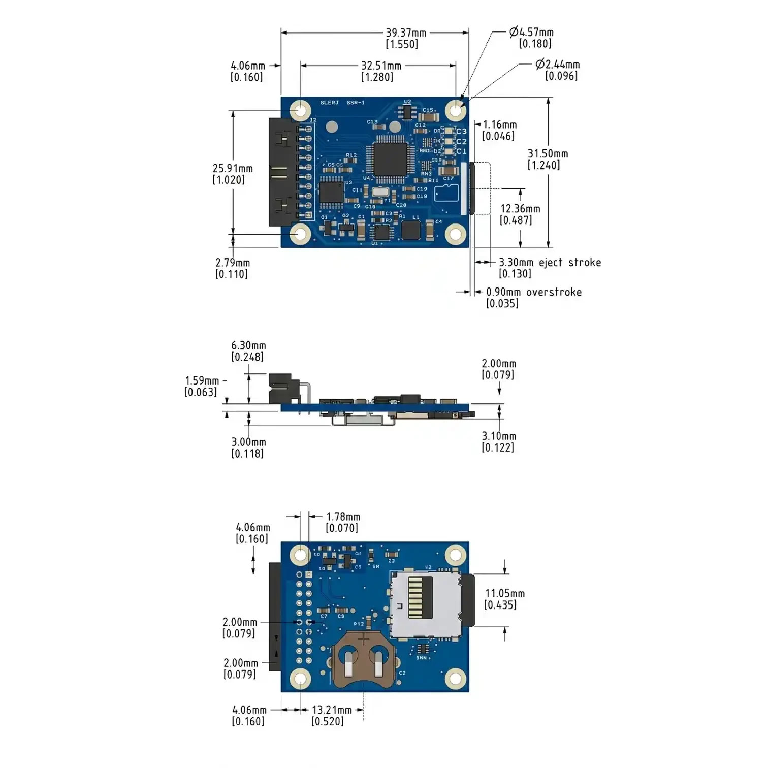SSR-1 Serial Data Logger 3-Channel microSD 230.4k baud RS232 CMOS TTL