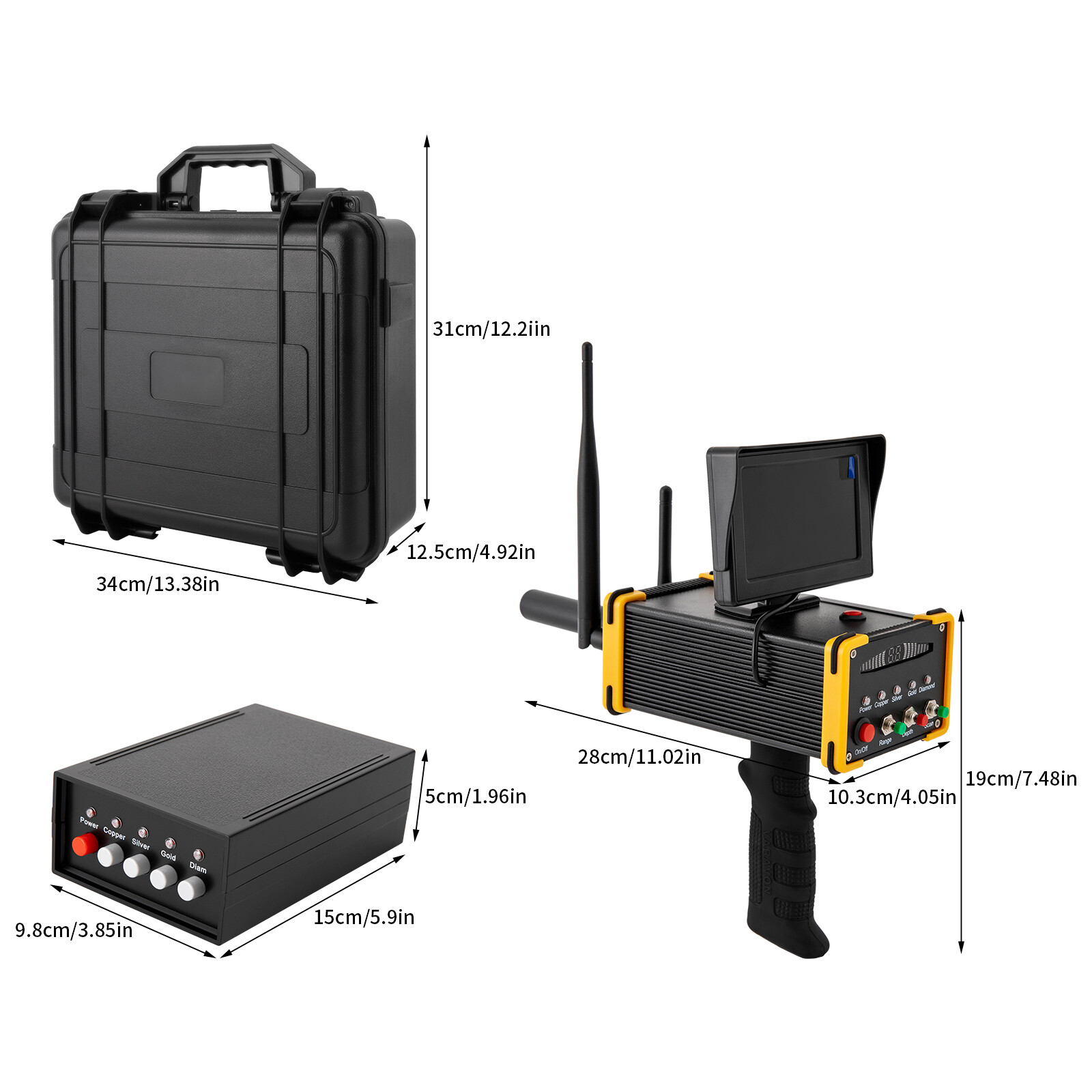Long Range 3D Gold Silver Gem Diamond Metal Detector for Treasure Hunter LCD