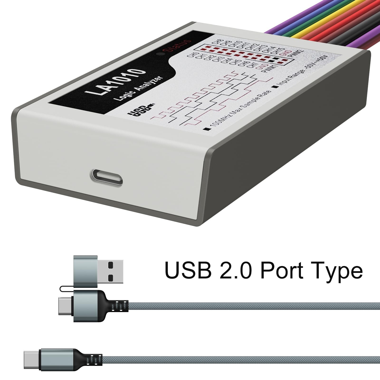 LA1010 USB Logic Analyzer 16 Input Channels 100MHz with The English PC Software