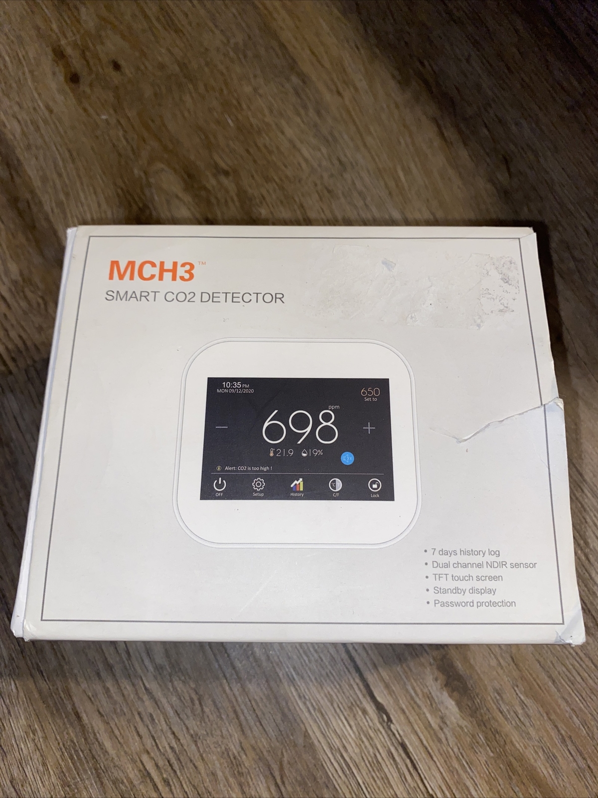 MCH3 3.5” Touchscreen CO2 Meter, White, NIB