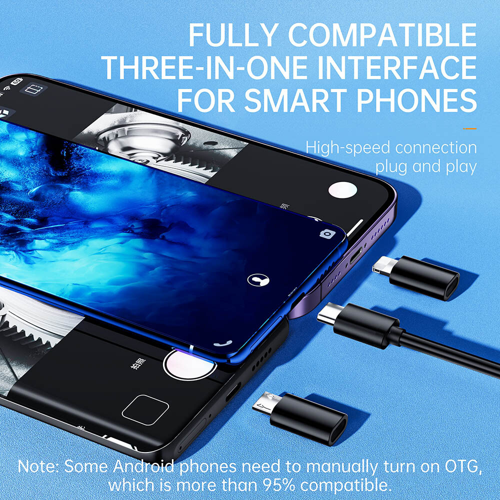 Dual Lens Borescope Endoscope Inspection Camera for iPhone iPad Samsung Android