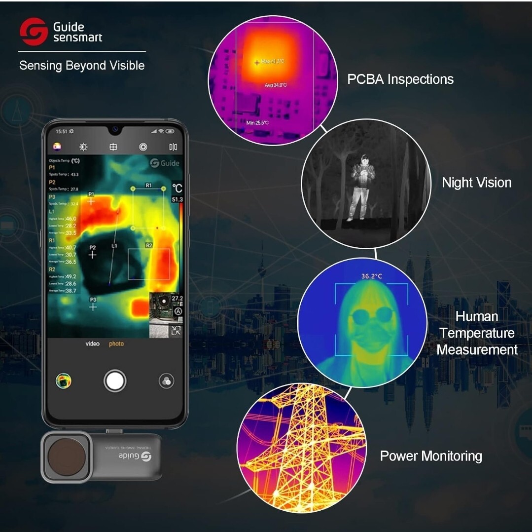 NEW Guide MobIR 2S Auto Focus Thermal Imager Smartphone Infrared 10x Macro Lens