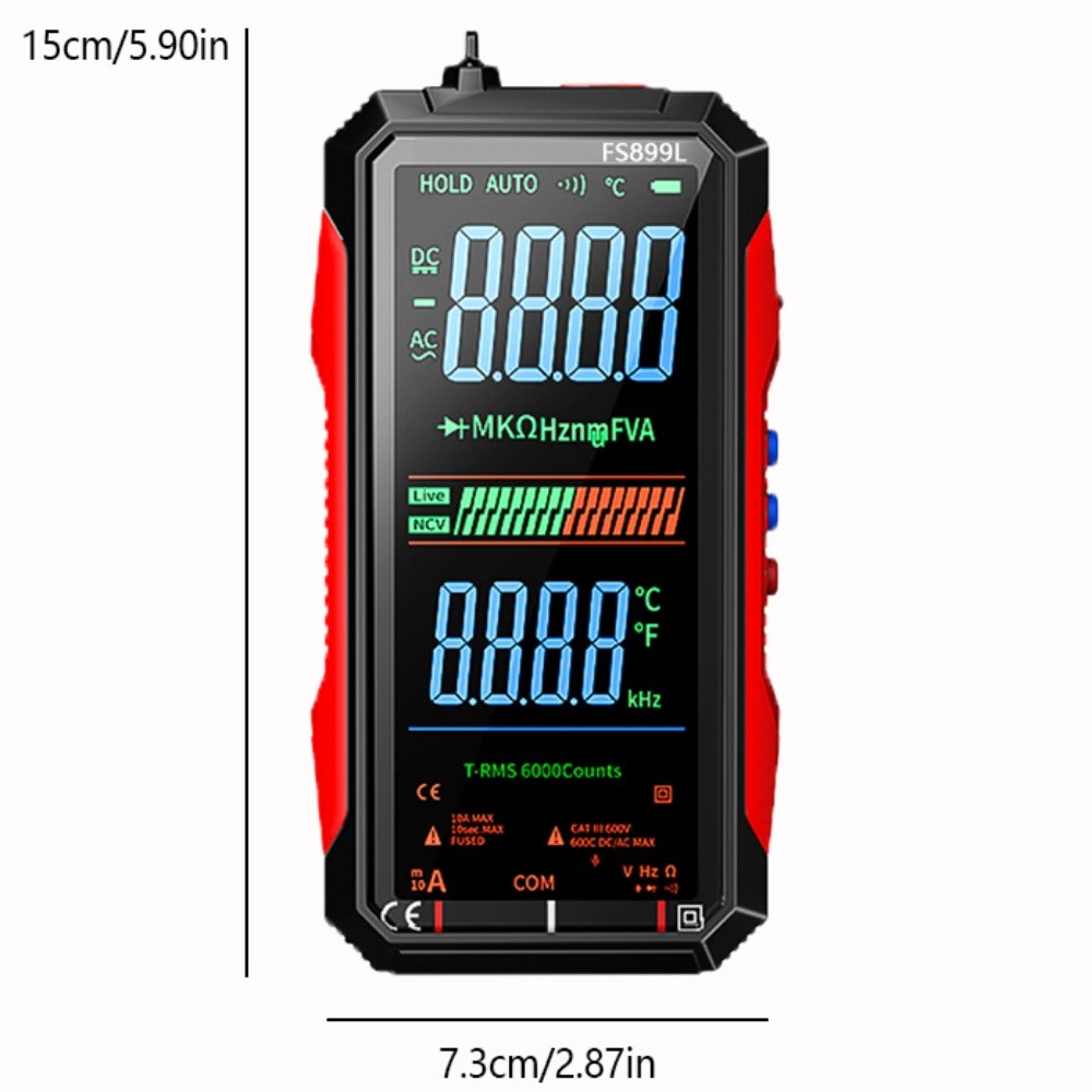 6000 Counts Digital Multimeter Tester Auto-Ranging TRMS Voltmeter Colour Display