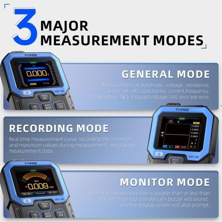 DMT-99 Digital Multimeter 9999 Counts TRMS, Rechargeable Auto-Ranging Volt Me…