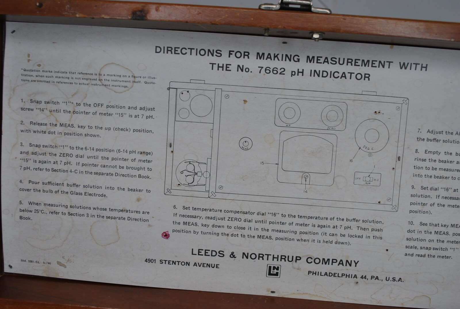 Leeds and Northrup Company Model 7662 PH indicator tool set