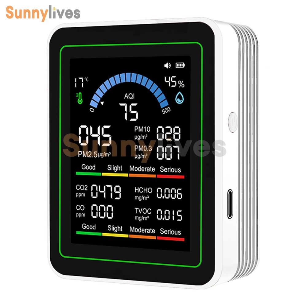 10 in 1 Air Quality Monitor PM 2.5 CO2 Meter TVOC HCHO Humidity Temperature Test