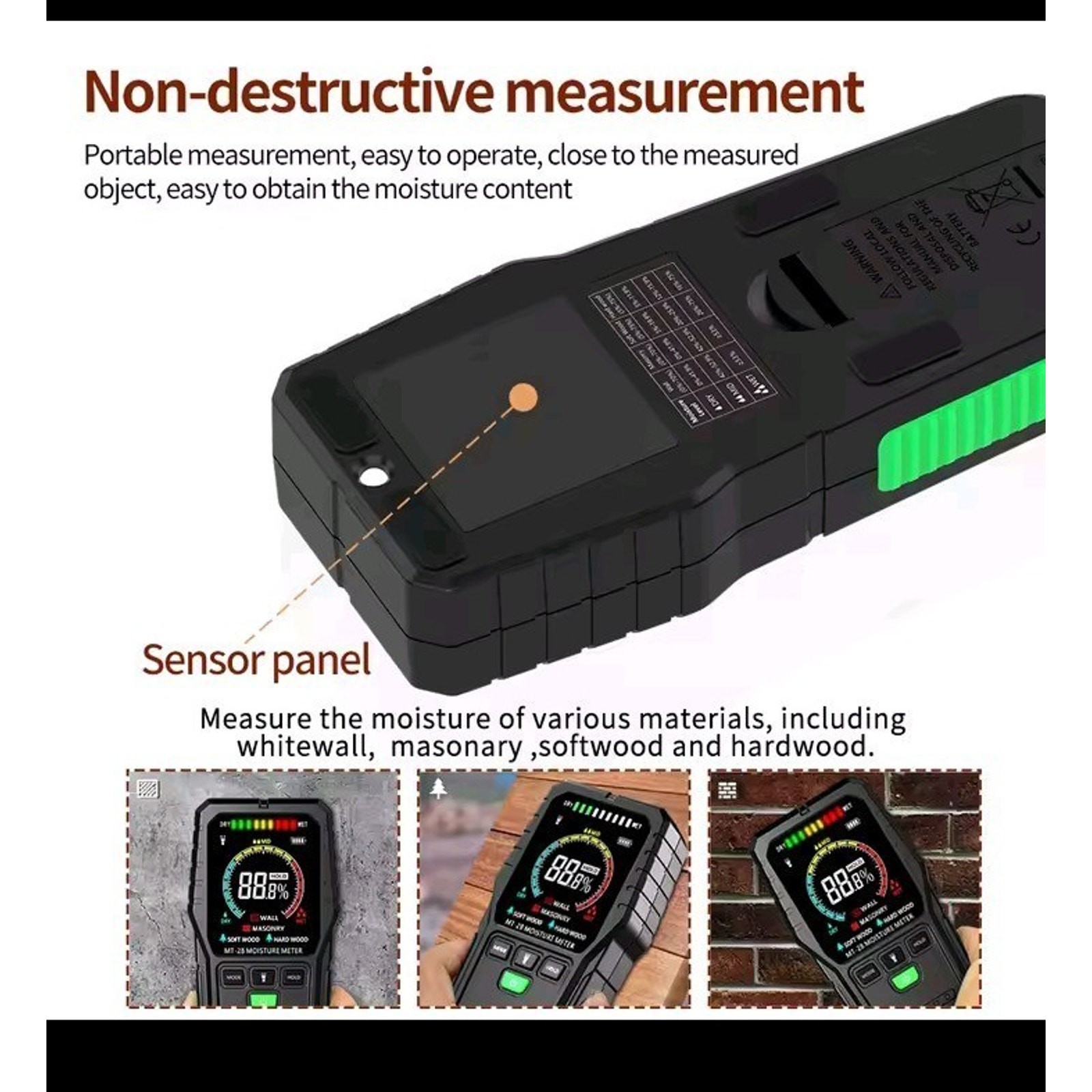New RDINSCOS Digital Wood Moisture Meter Pinless Type