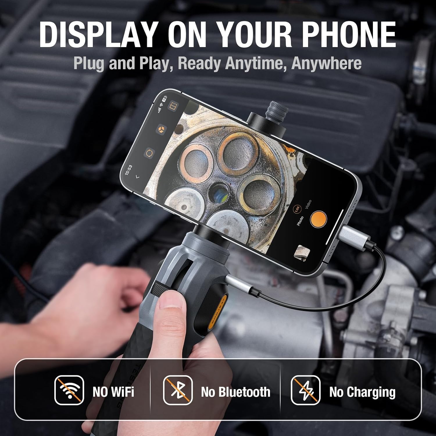 Teslong Two-Way Articulating Borescope USB-C Endoscope Inspection Camera 5FT