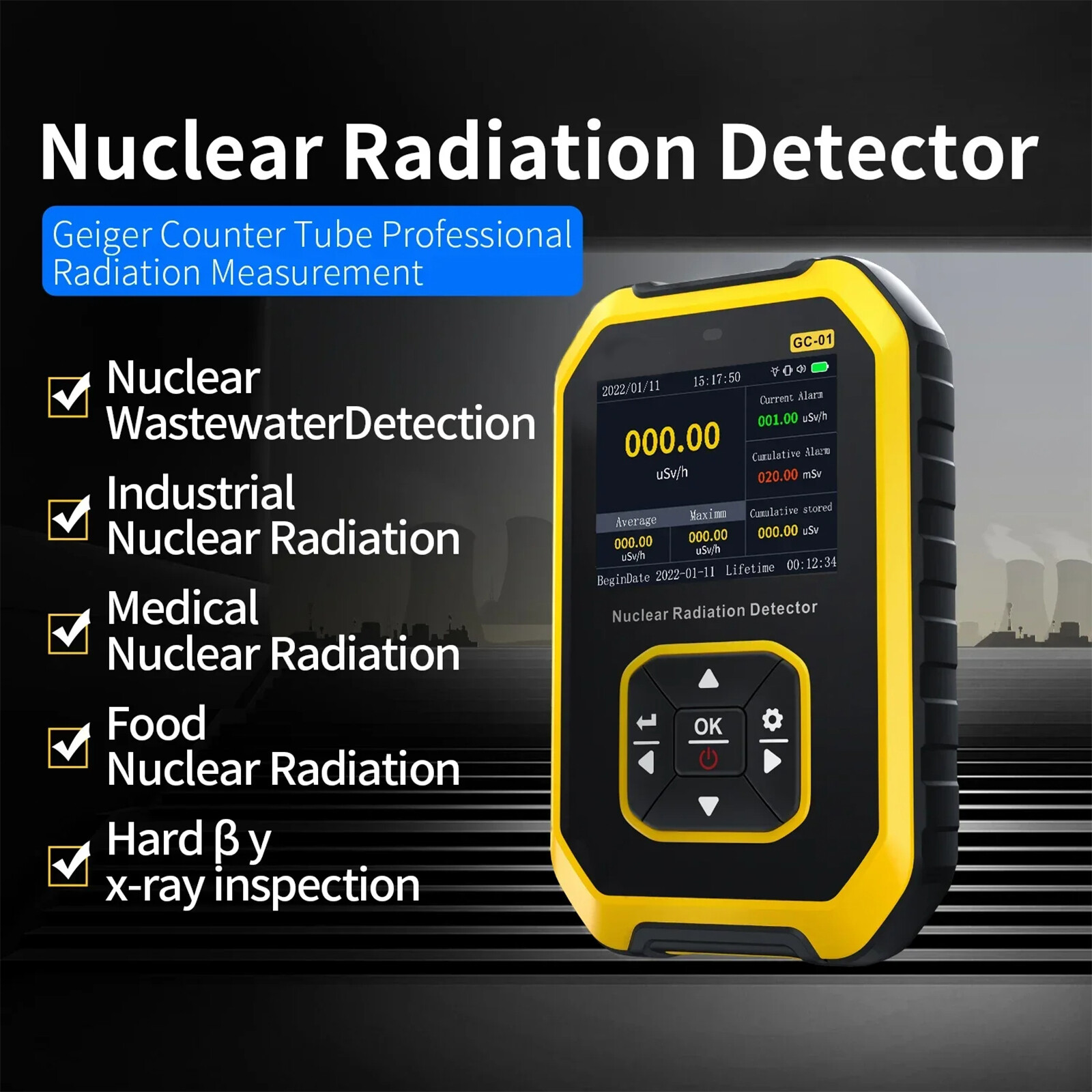 Geiger Counter Nuclear Radiation Detector Gamma X Beta Ray LCD Monitor