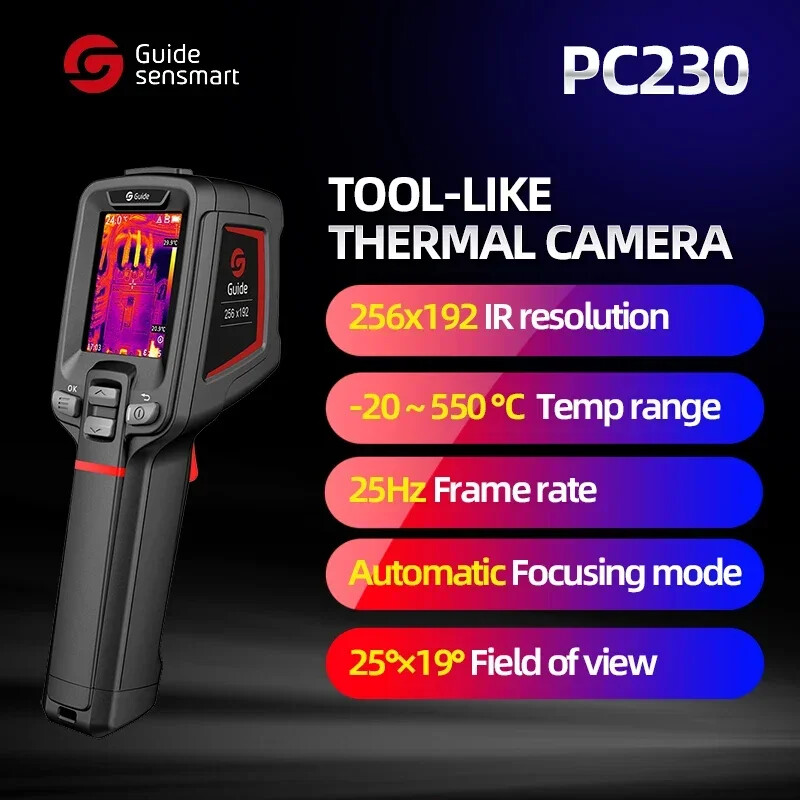 Guide PC230 Thermal Camera Imager 256×192 Infrared Leakage Tracking Inspection
