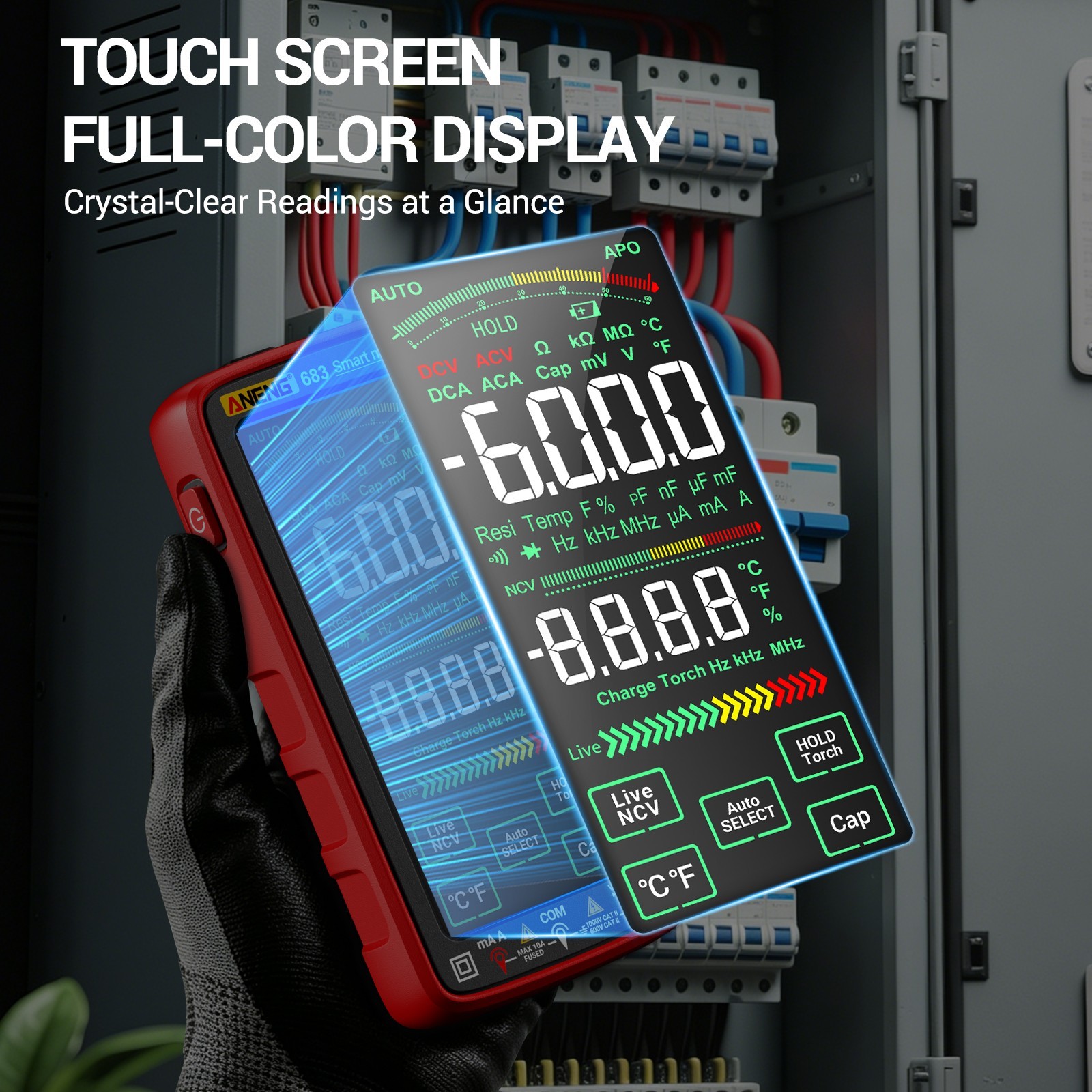 ANENG 683 Smart Touch Multimeter Rechargeable 6000 Counts True RMS AC DC Tester