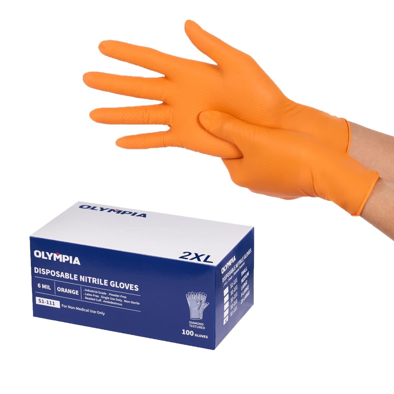 NORTHSKY Olympia Disposable Nitrile Gloves, 6 mil, Diamond, Black or Orange 1…