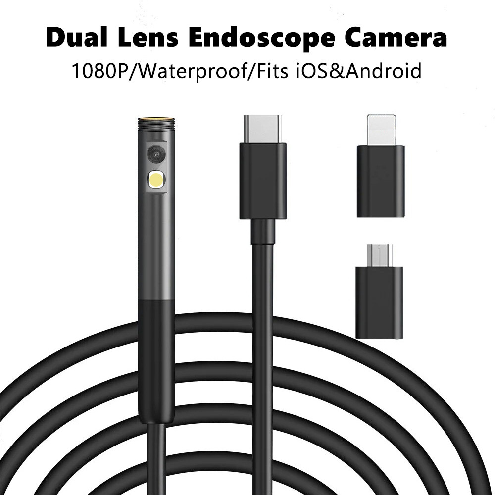 Dual Lens Borescope Endoscope Inspection Camera for iPhone iPad Samsung Android