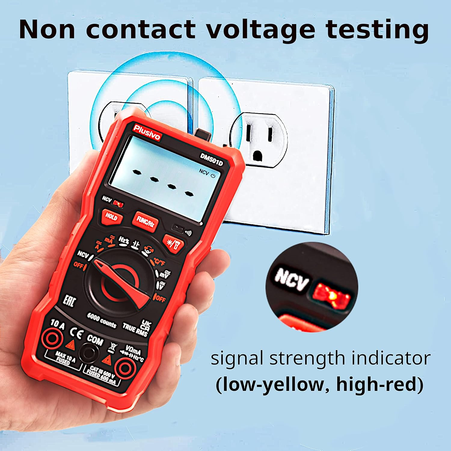 Multimeter 6000 Counts Digital Multimeter Auto Ranging TRMS AC DC Voltmeter Ohm