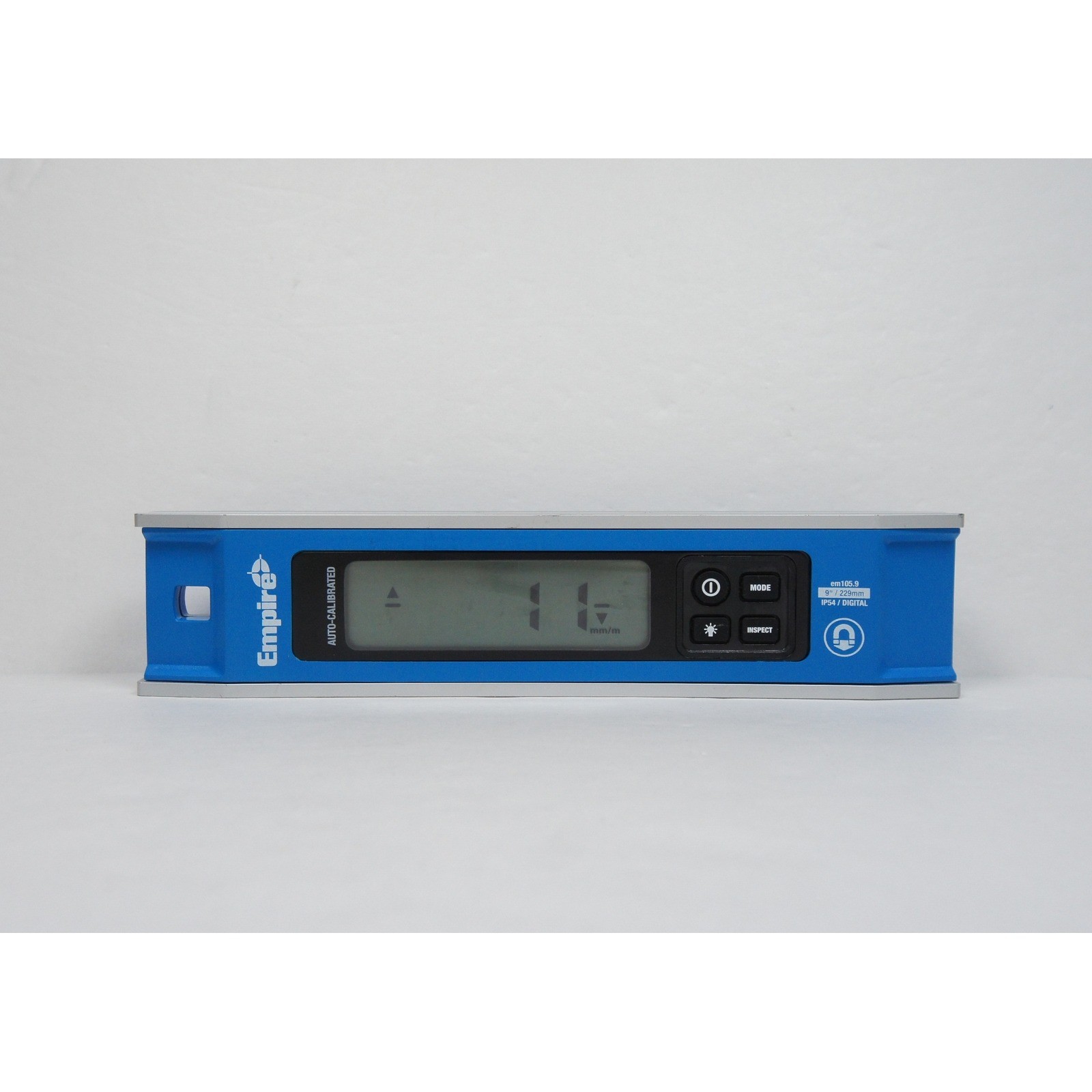 Empire em105.9 Digital Torpedo Level 9 Inch Magnetic IP54 Blue Silver Auto-Calib