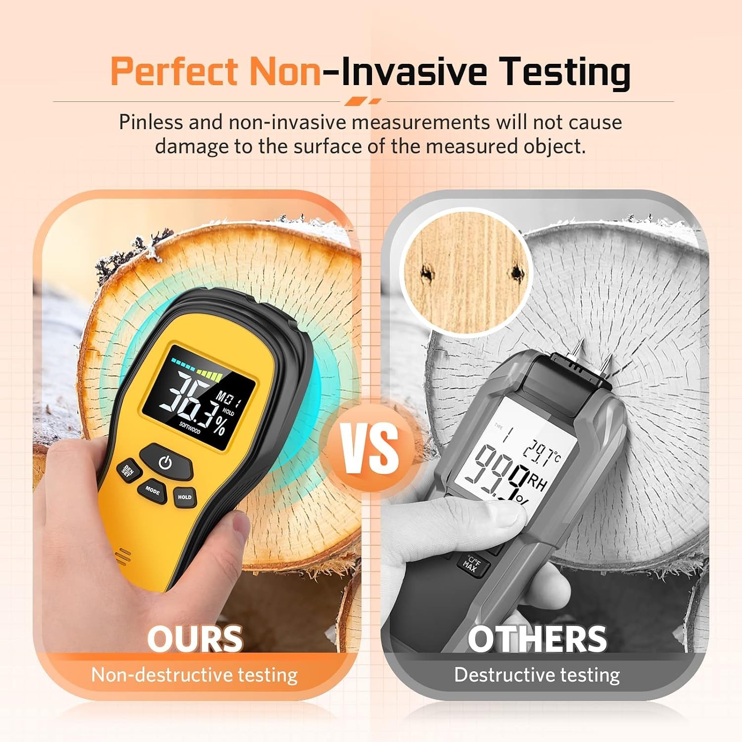 Pinless Moisture Meter – Wood Moisture Meter Digital Moisture Detector for Lu…