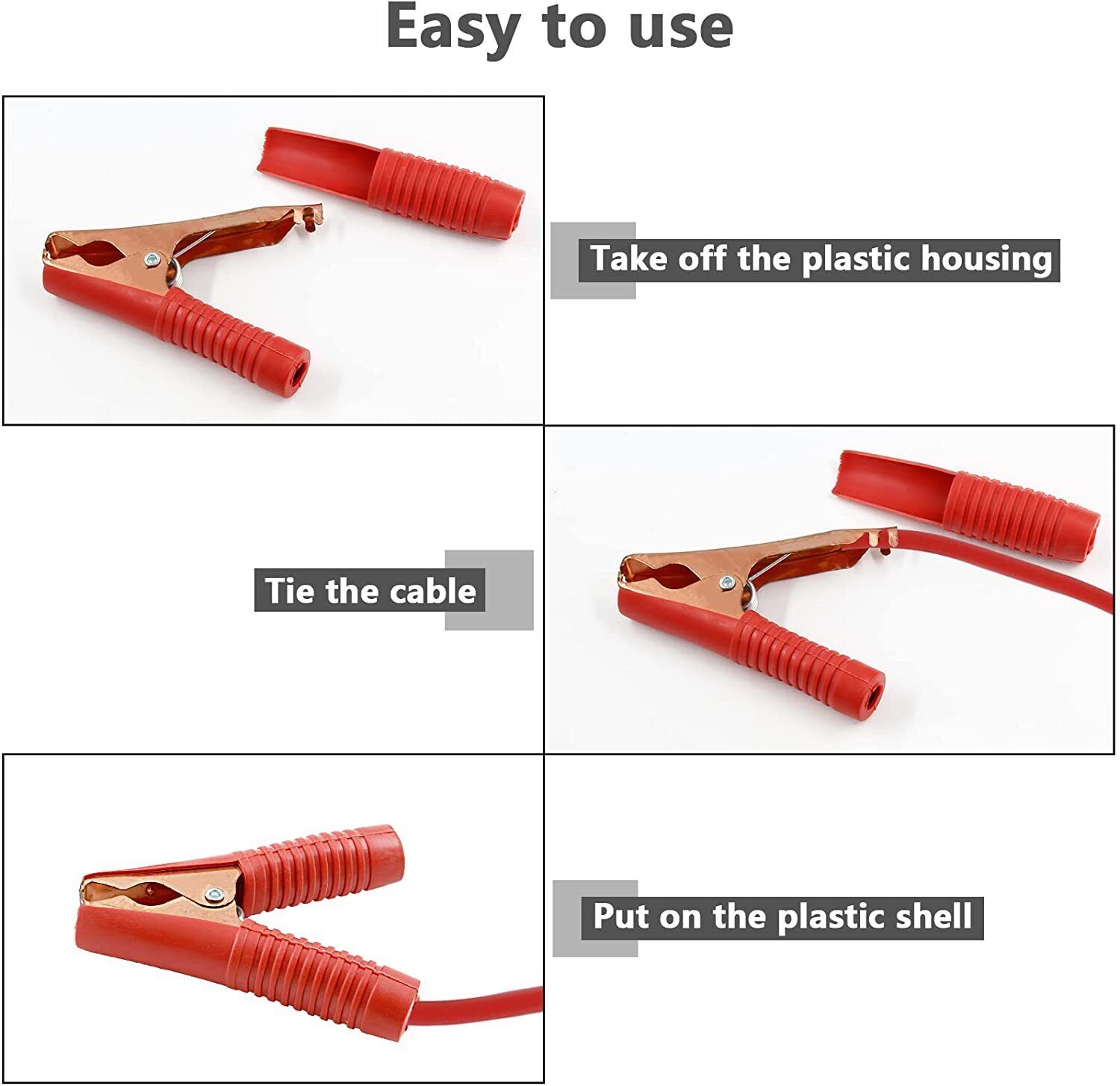 2PCS Car Alligator Clips Crocodile Clip Battery Test Clamps 100A Red Black