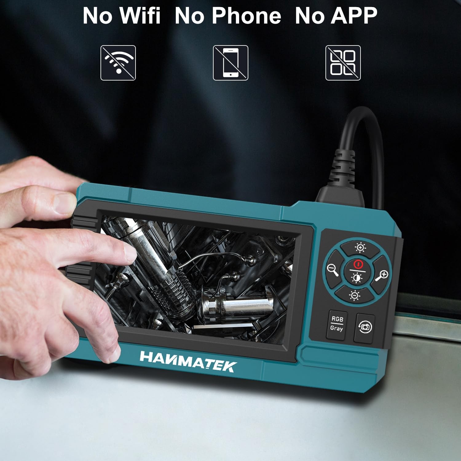 HANMATEK Industrial Endoscope, 4.3-Inch TFT Screen, 16.5ft Flexible turquoise