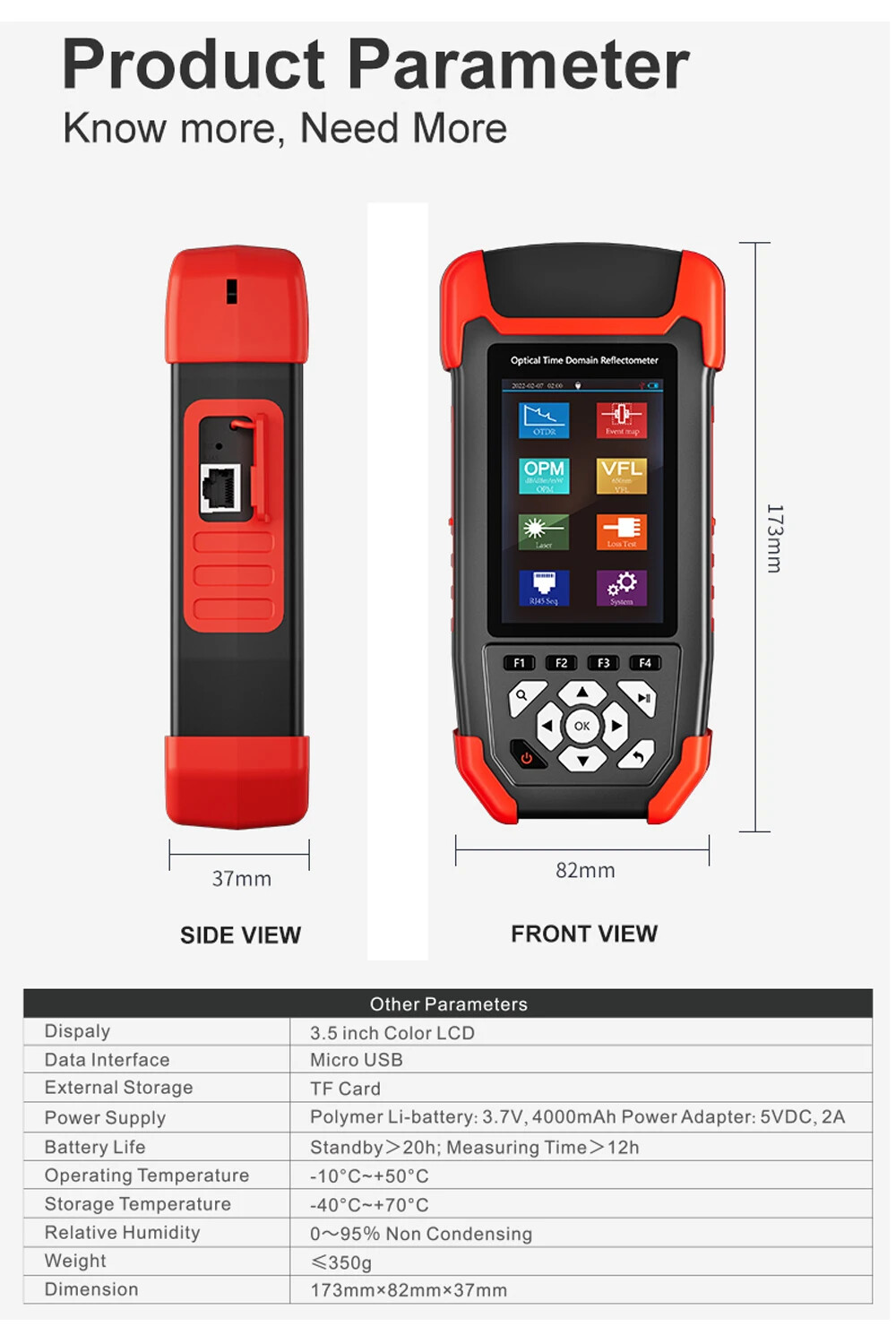 3.5in LCD Screen Fiber Tester 1310/1550nm Optical Time Domain Reflectometer