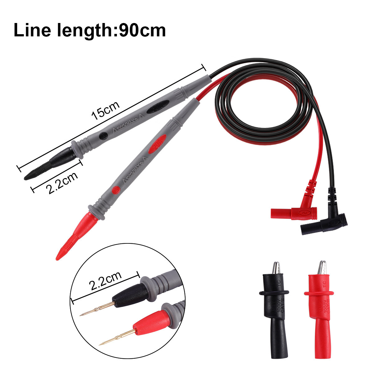 Multimeter Test Leads for Fluke Meter Electrical Alligator Clip Probes 1000V 20A
