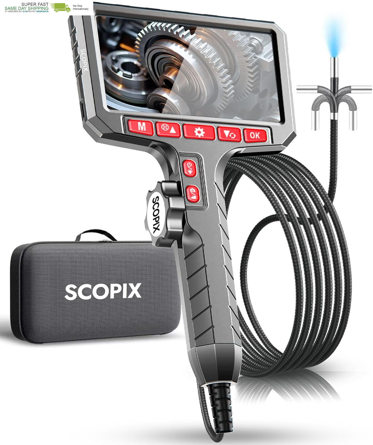 360° Flexible Eorescopes Camera with Light, Inspection Endoscope, 0.24-Inch Prob